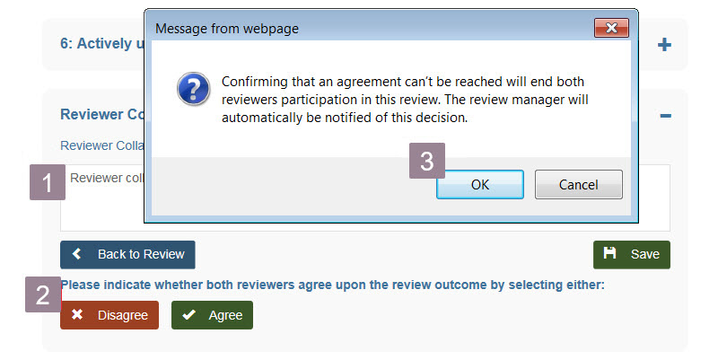screenshot of the steps when reviewers cannot agree as described in the text below