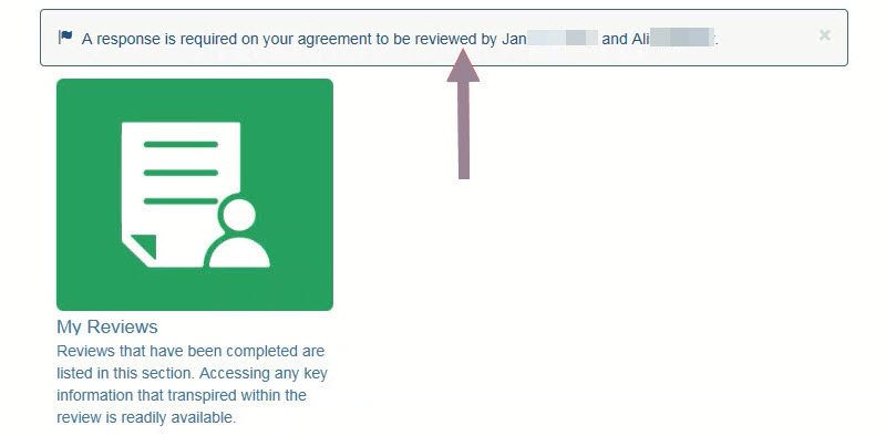 screenshot of the task to respond on the agreement to be reviewed 