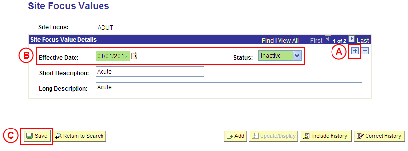 Site Focus Value Details