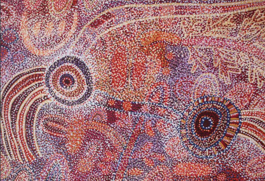 Antara (2017 Acrylic on linen, 122 cm x 183 cm) 
Ngupulya PUMANI (b. 1948 Mimili, South Australia Pitjantjatjara)