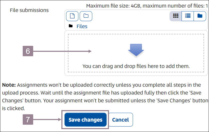 submit assignment online unisa Screenshot showing the upload field and the save changes button.