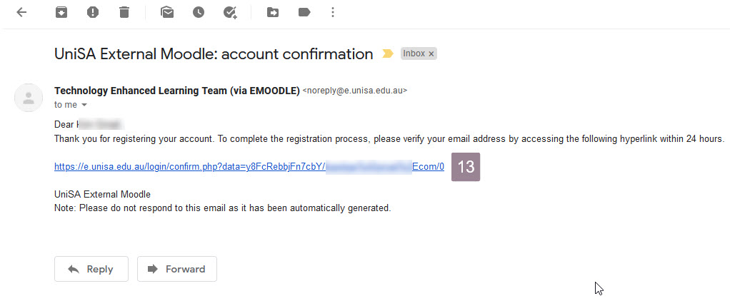 Image of a sample email with verification link.